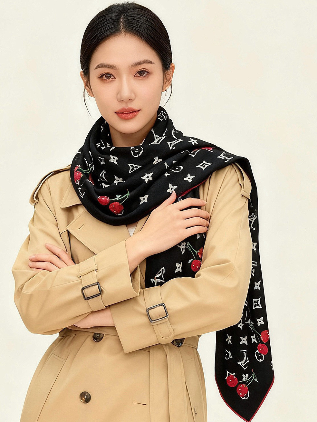 LV X TM MONOGRAMCERISE 140丝绒方巾【140双面丝绒同色】LV × TM Mon