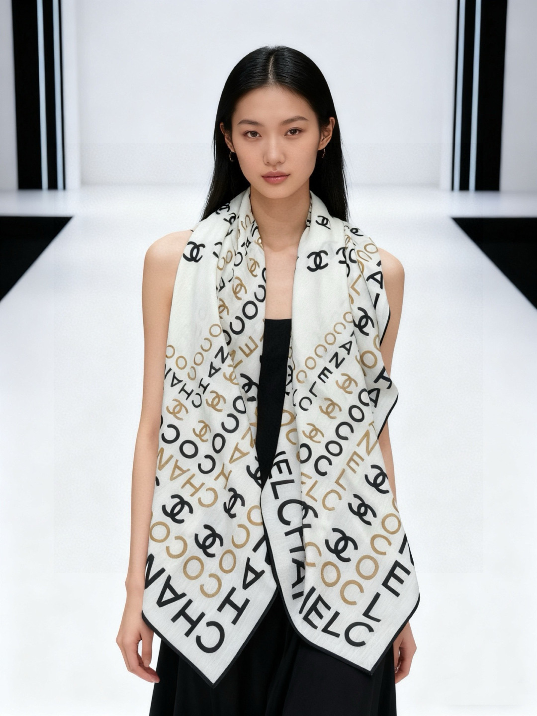 Chanel ~【140顶级双面丝绒披肩】香家logo与字母的完美碰撞设计底部还有隐隐约约的双C小Log