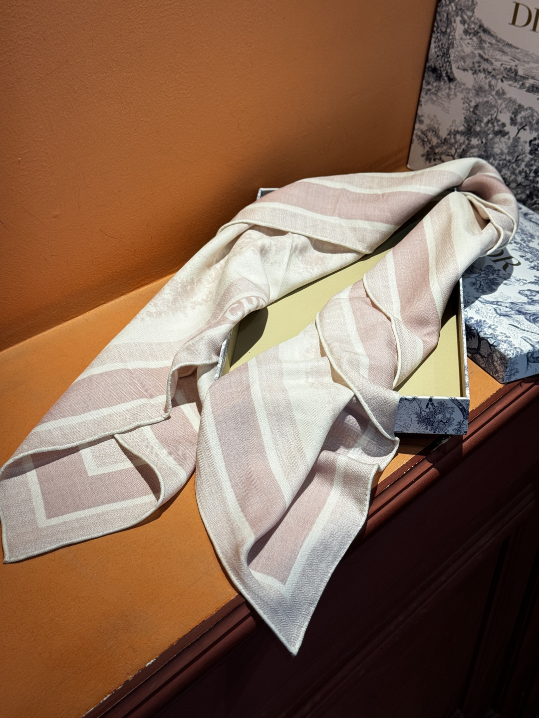 上新❤️ 𝐃𝐈𝐎𝐑 早春新款 《茹伊丛手绘方巾》size：110x110 cm 【双面同色丝绒方巾】一个