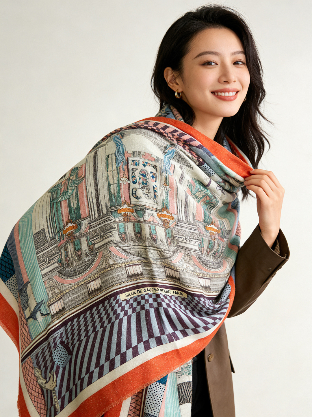 会发光发亮的围巾 爱马仕 专柜同步 买了都说好看羊绒印花‼️推荐💕顶级工艺超值‼️爱马仕专柜爆款🎁🎁羊绒