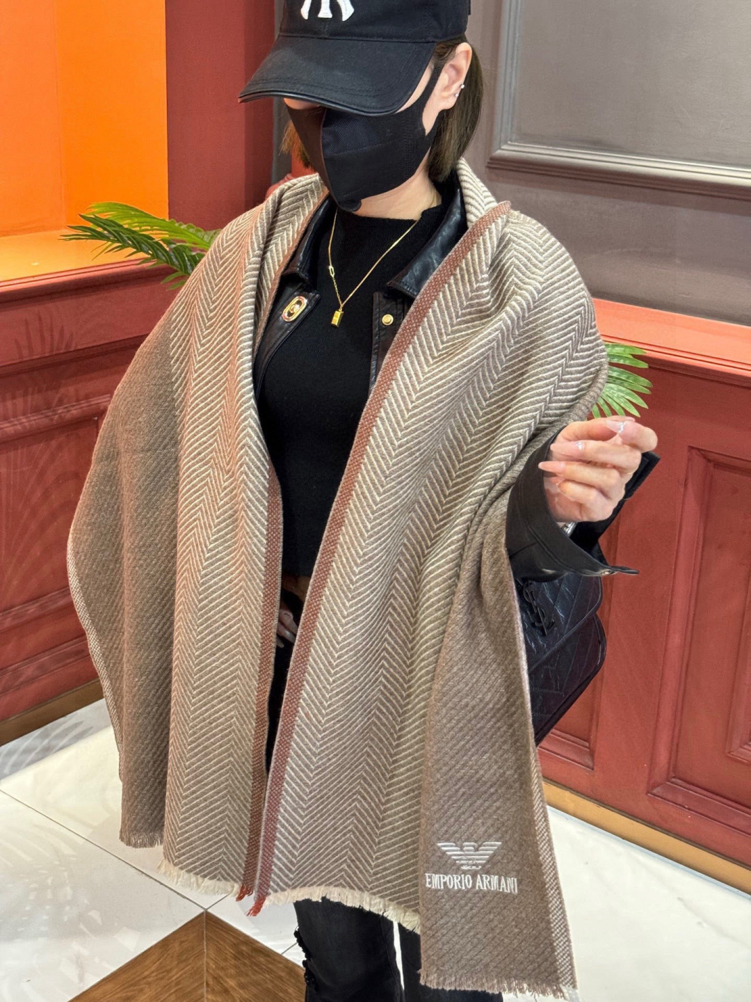 EMPORIO ARMANI。EA阿玛尼。秋冬新品，男士羊绒围巾。，无敌贴身质感，弹力极好，超级搭配王，