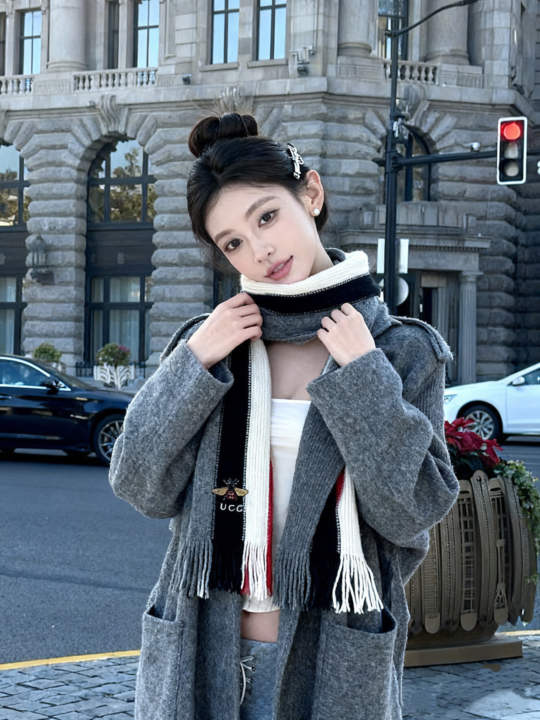 男女同款，百分百纯羊绒 Gucci 高端羊绒针织围巾！】可正式，可随意，非常Classical的设计。这