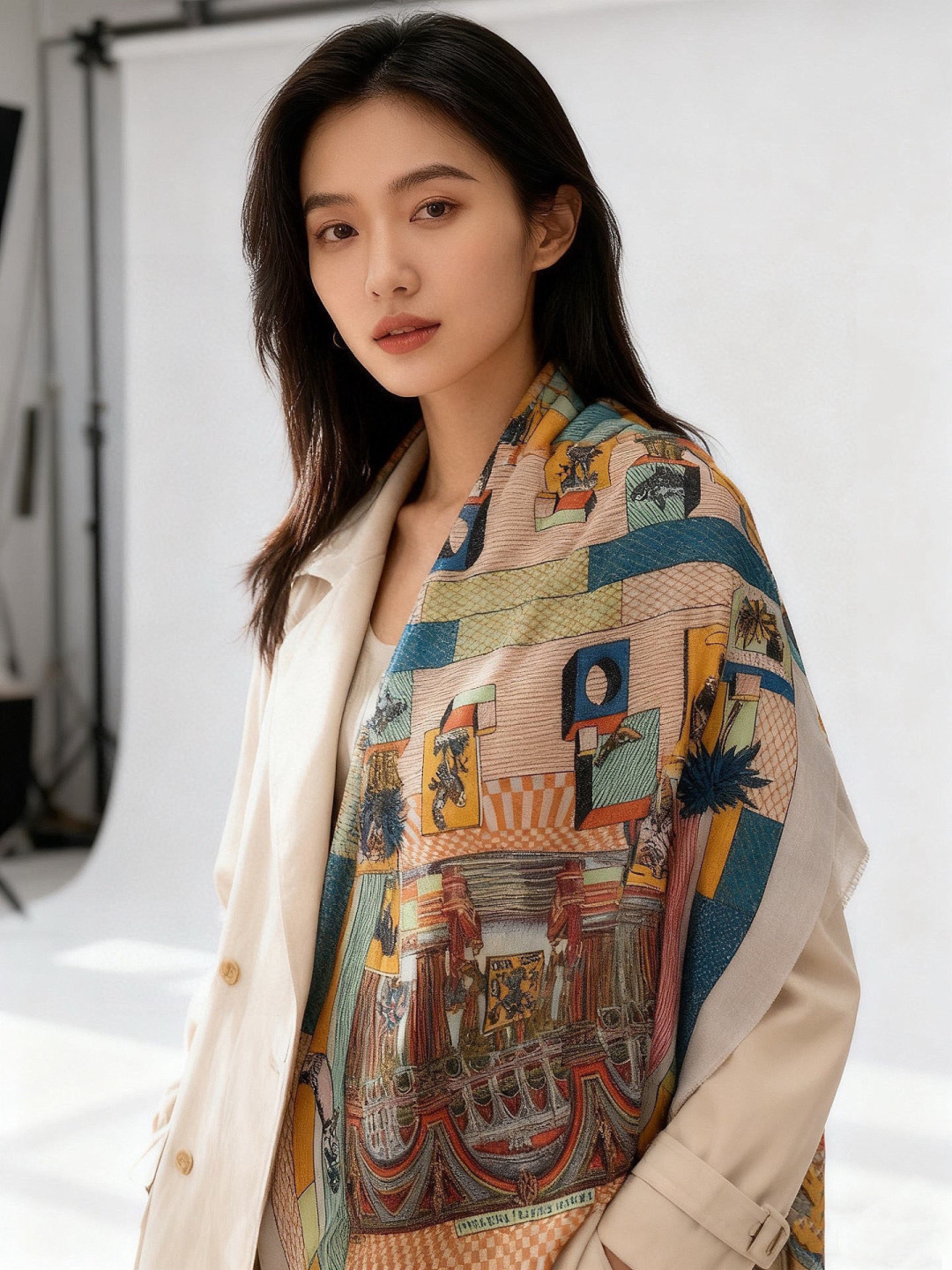 会发光发亮的围巾 爱马仕 专柜同步 买了都说好看羊绒印花‼️推荐💕顶级工艺超值‼️爱马仕专柜爆款🎁🎁羊绒