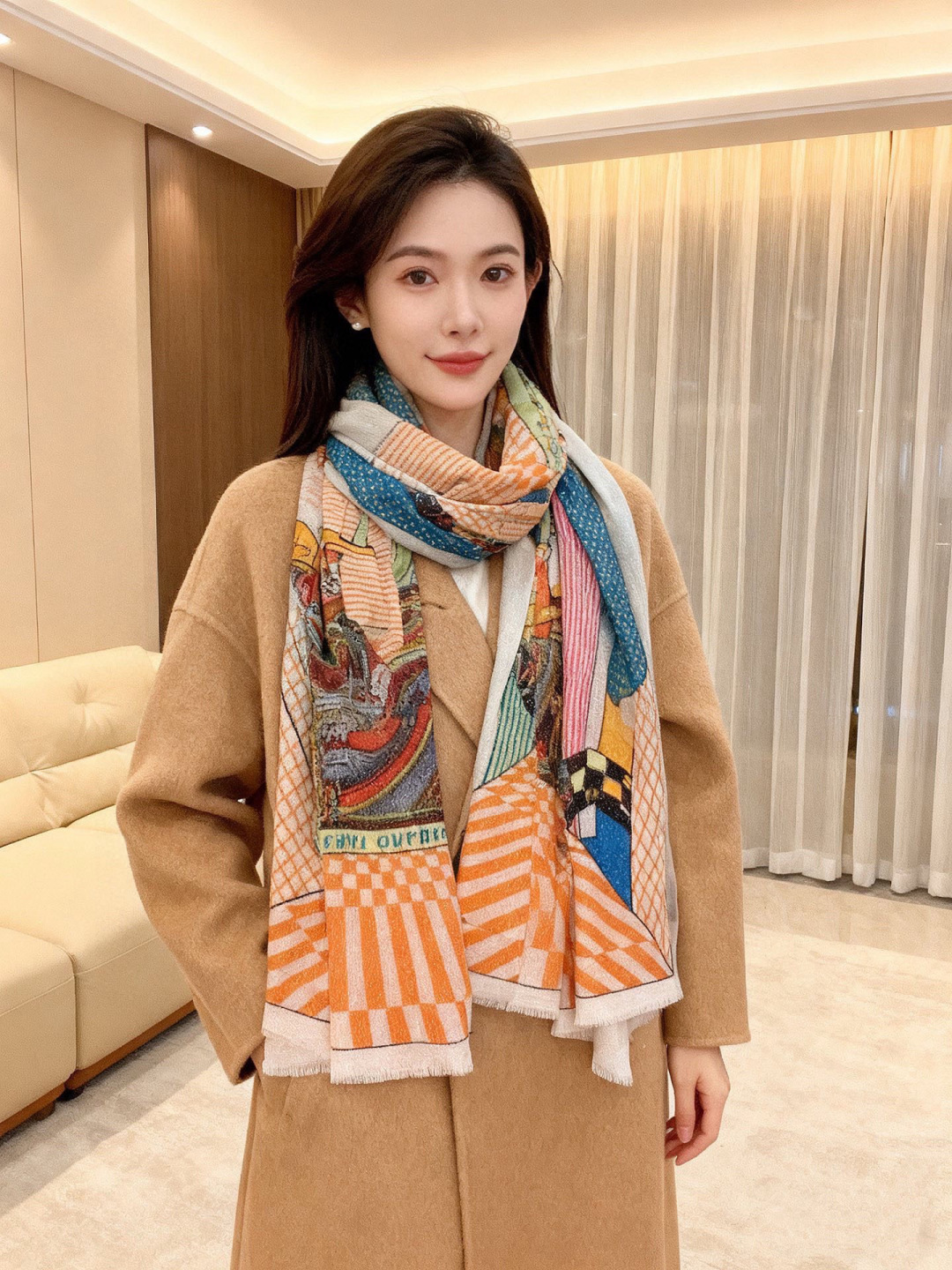 会发光发亮的围巾 爱马仕 专柜同步 买了都说好看羊绒印花‼️推荐💕顶级工艺超值‼️爱马仕专柜爆款🎁🎁羊绒