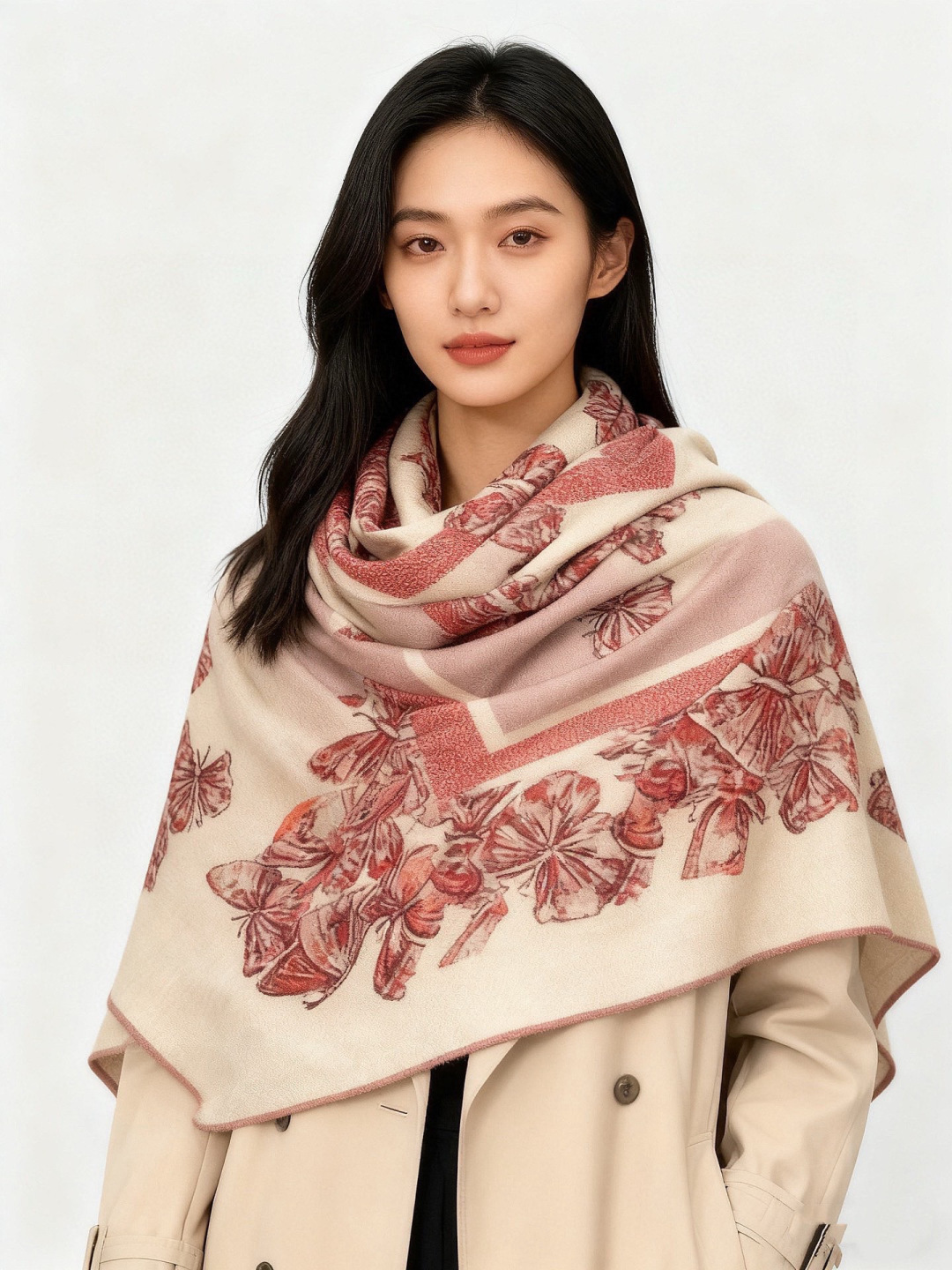 Dior 印花披肩【140顶级丝绒双面同色】Dior Camo PaPillon 图案这款披肩饰以 Di