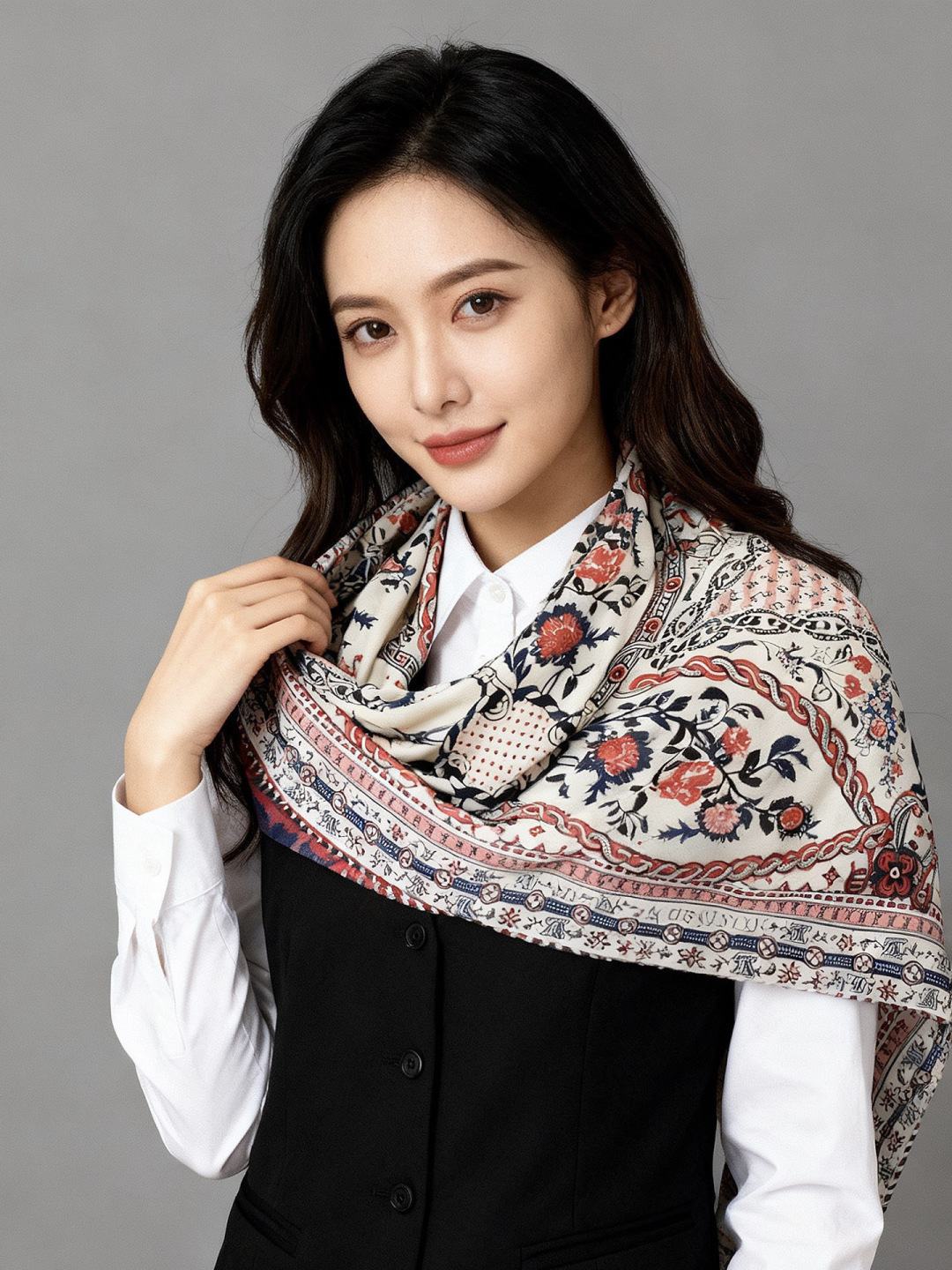 LV x TM 140披肩【140顶级丝绒双面同色披肩】本款L Multicolor披肩出自路易威登与知