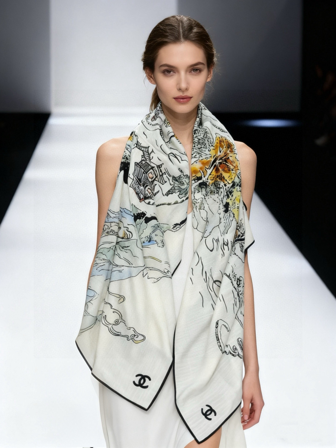 Chanel 高级手工坊系列～～【140顶级丝绒双面同色披肩】25高级手工坊系列作品梦幻而极具电影感，灵