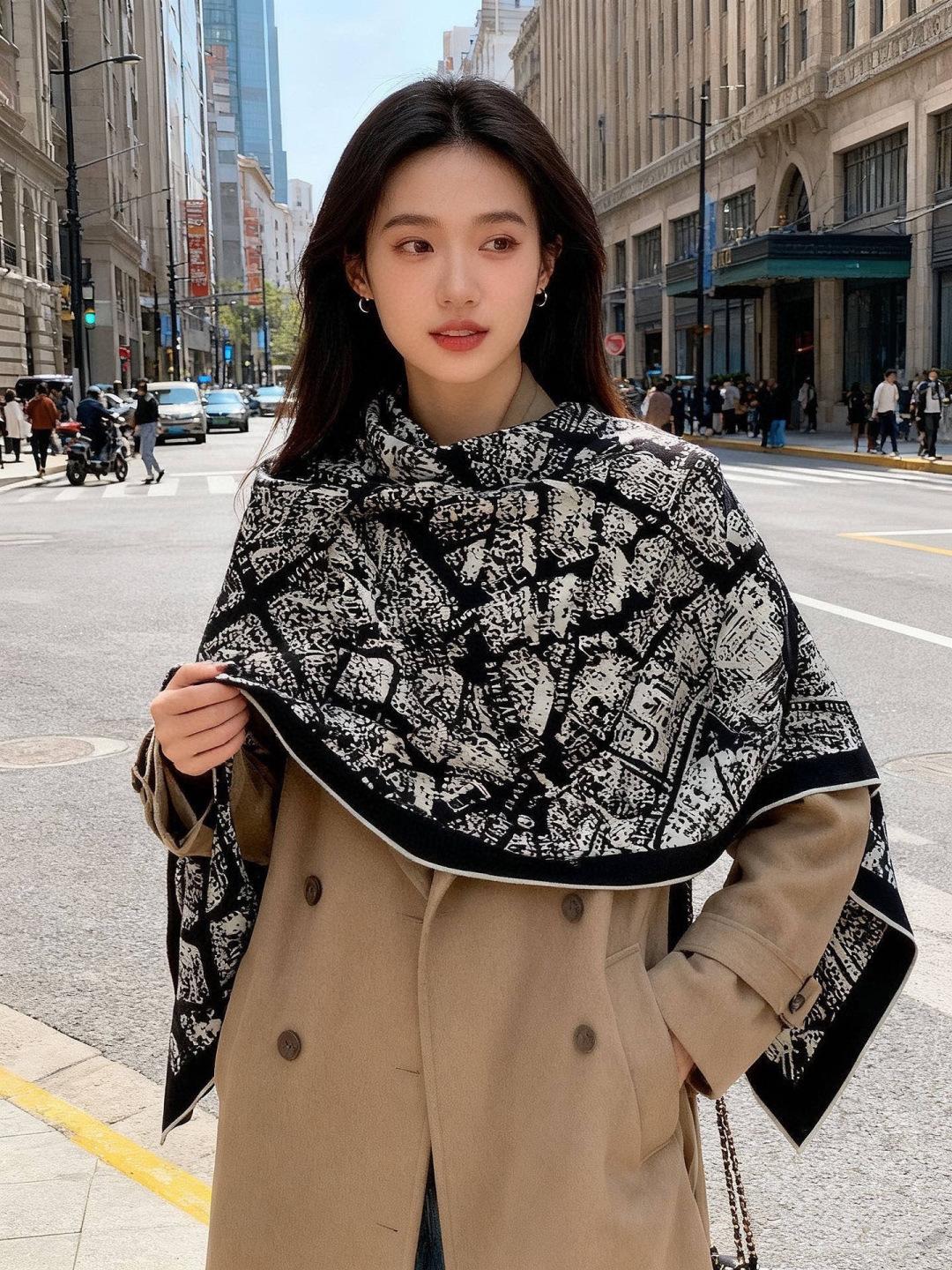 Dior ❤【️巴黎地图】140*140双面同色丝绒方巾🉐️LAN DE 价🉐️ARIS 巴黎地图这款方