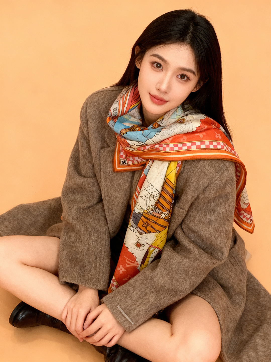 LV x TM 140披肩【140顶级丝绒双面同色披肩】本款L Multicolor披肩出自路易威登与知