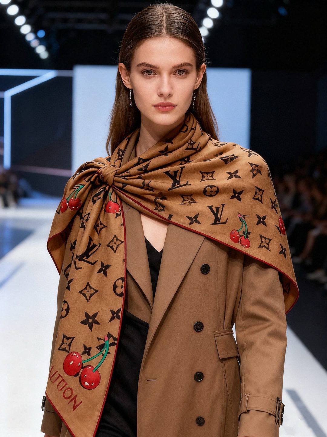 LV X TM MONOGRAMCERISE 140丝绒方巾【140双面丝绒同色】LV × TM Mon