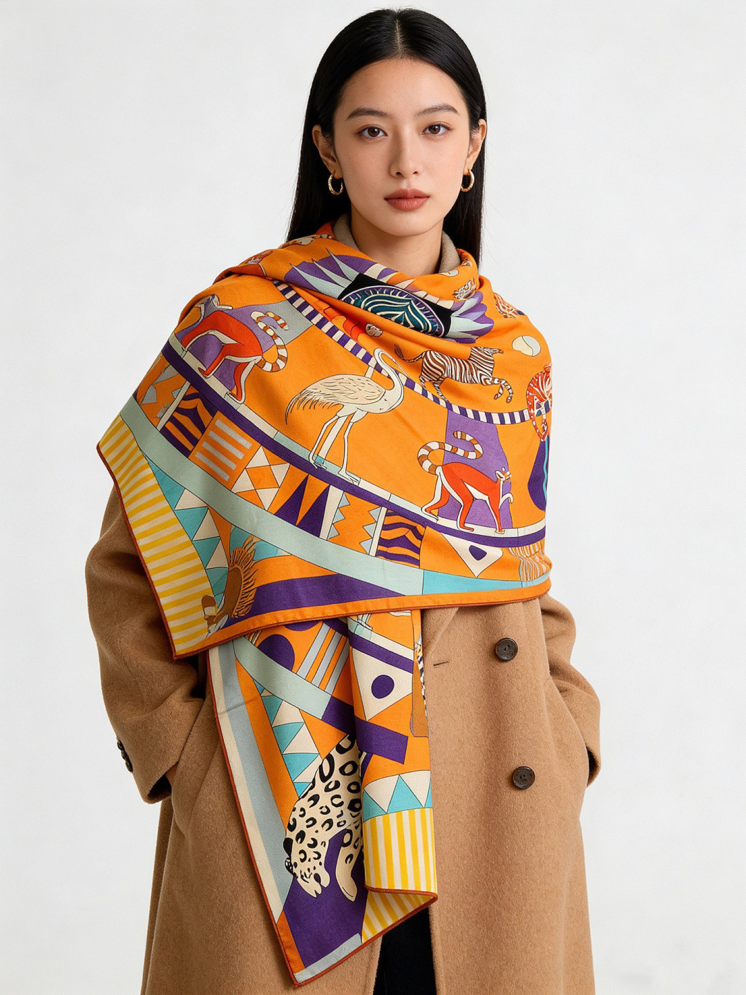 羊绒新款🆕👏👏买了都说好看‼️推荐💕爱马仕双面同色羊绒方巾【双面同色140】，顶级工艺超值‼️爱马仕专柜