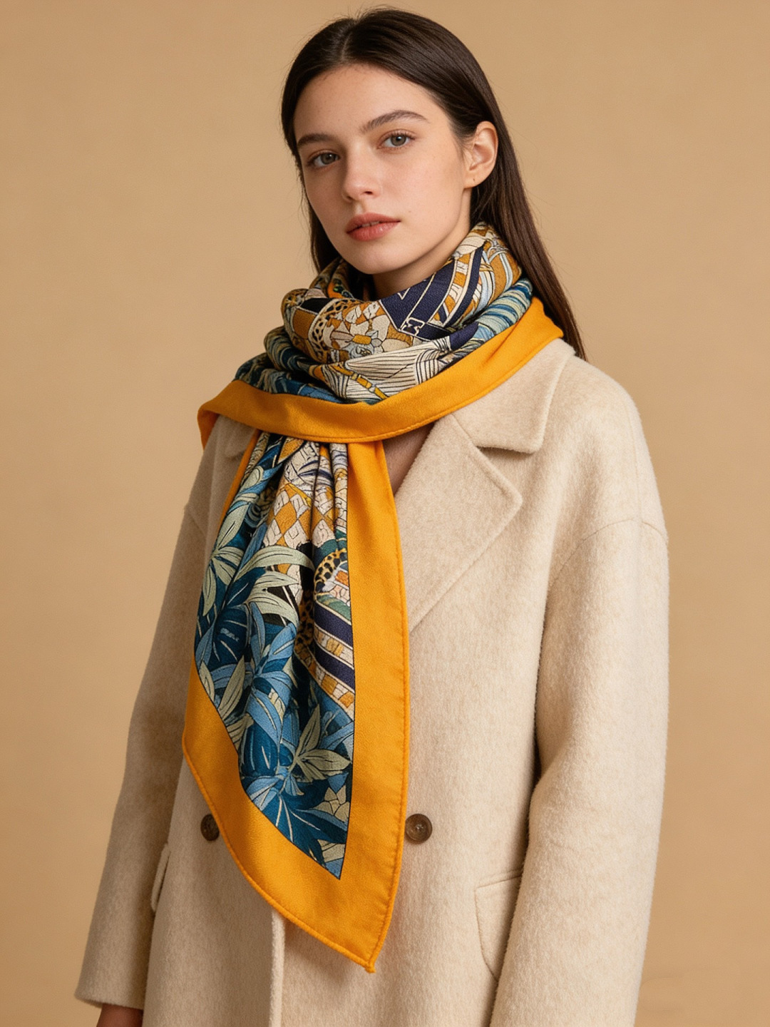 爱马仕新款双面同色 品名：十二花豹 面料：丝羊绒尺寸：140*140十二只花豹享受惬意休憩的时光。它们慵