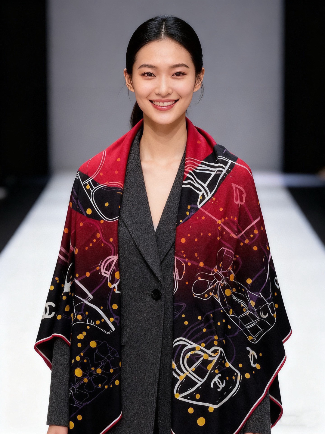 高级成衣系列～Chanel 【140双面同色丝绒披肩】此系列谱写一曲自由轻灵的赞歌本系列作品创新演绎品牌