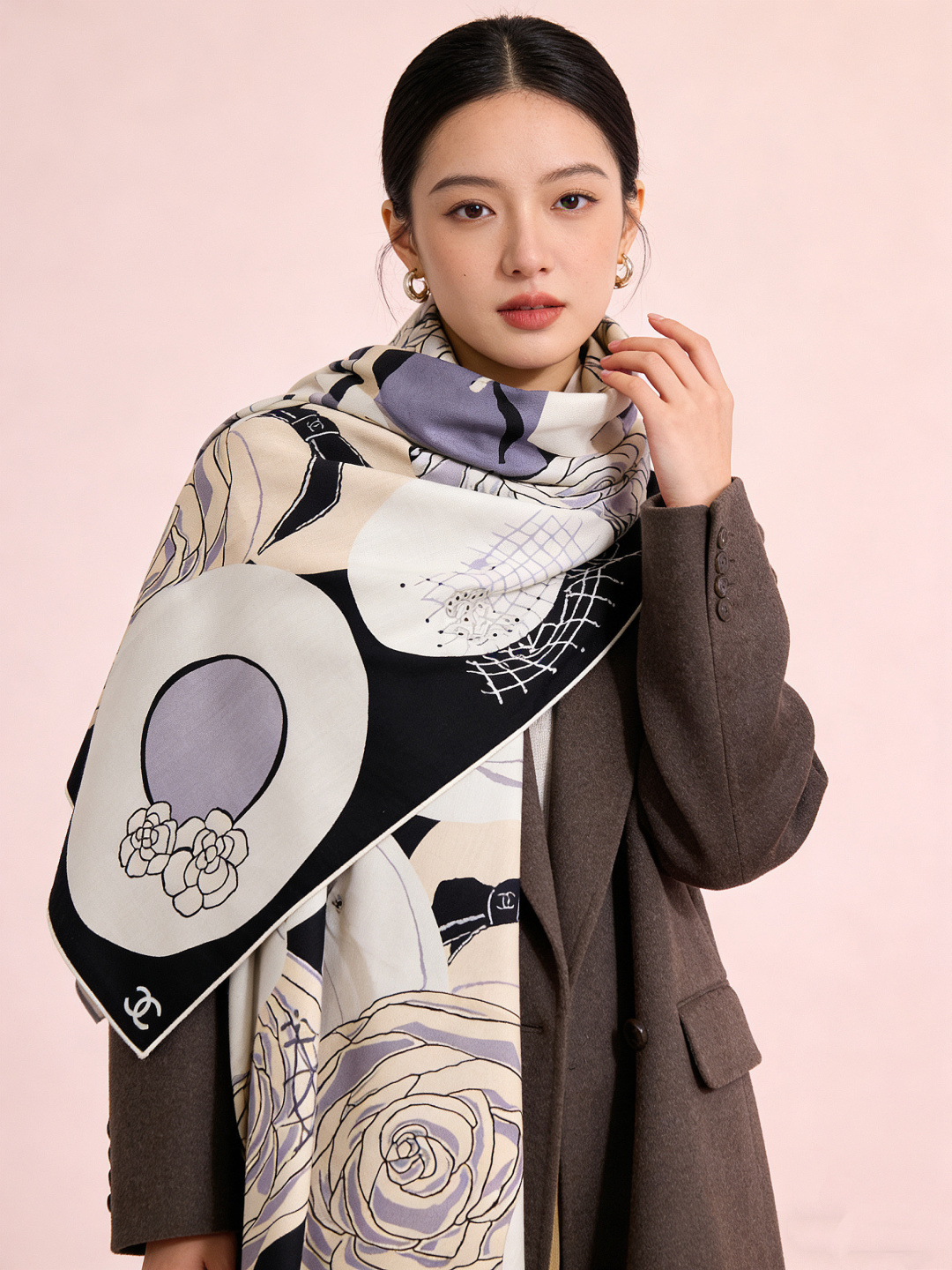 📦新款💖💖🏻🏻【山茶花印花140】140丝绒双面同色印花方巾‼️抢‼️VIP推荐 ‼️下手一定要快【高端