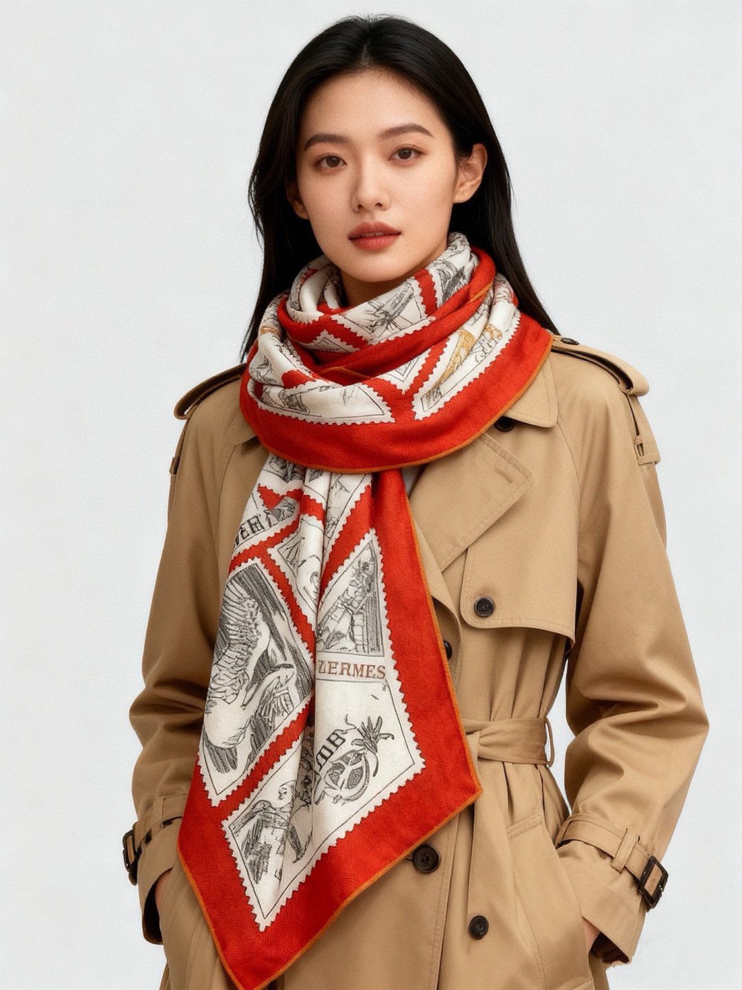 💟抢先 上新💞【双面同色丝绒方巾】手工卷边山羊绒和真丝混纺披肩（70%山羊绒，30%桑蚕丝）这款披肩采用