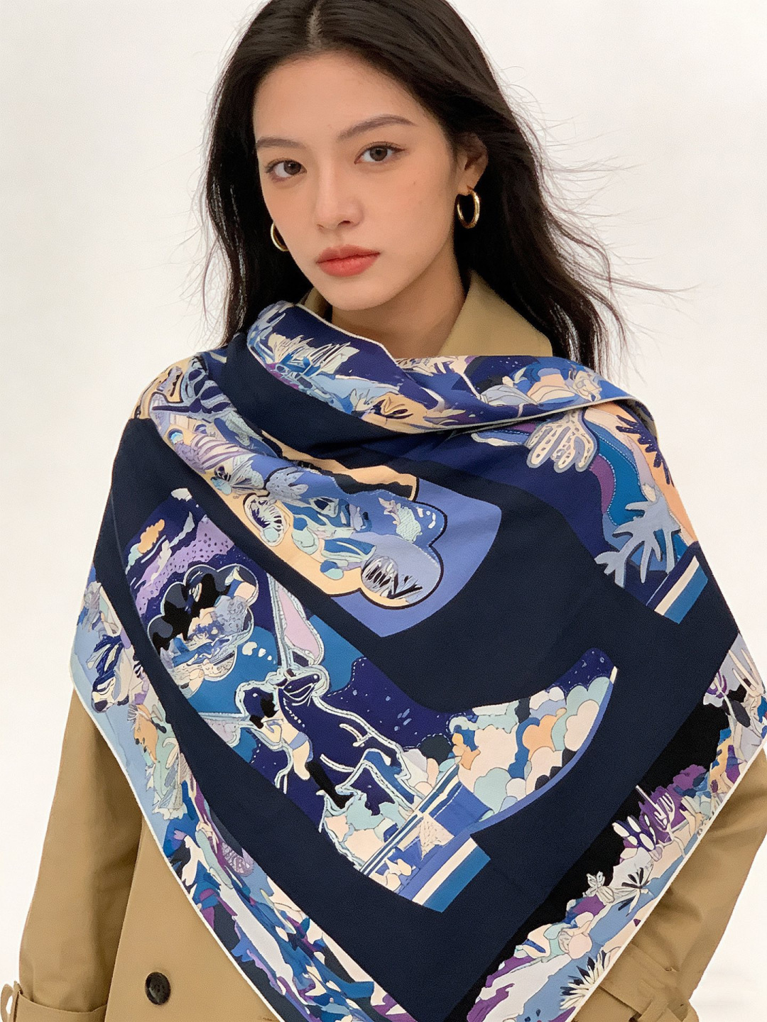 羊绒新款🆕👏👏买了都说好看‼️推荐💕爱马仕双面同色羊绒方巾【双面同色140】，顶级工艺超值‼️爱马仕专柜