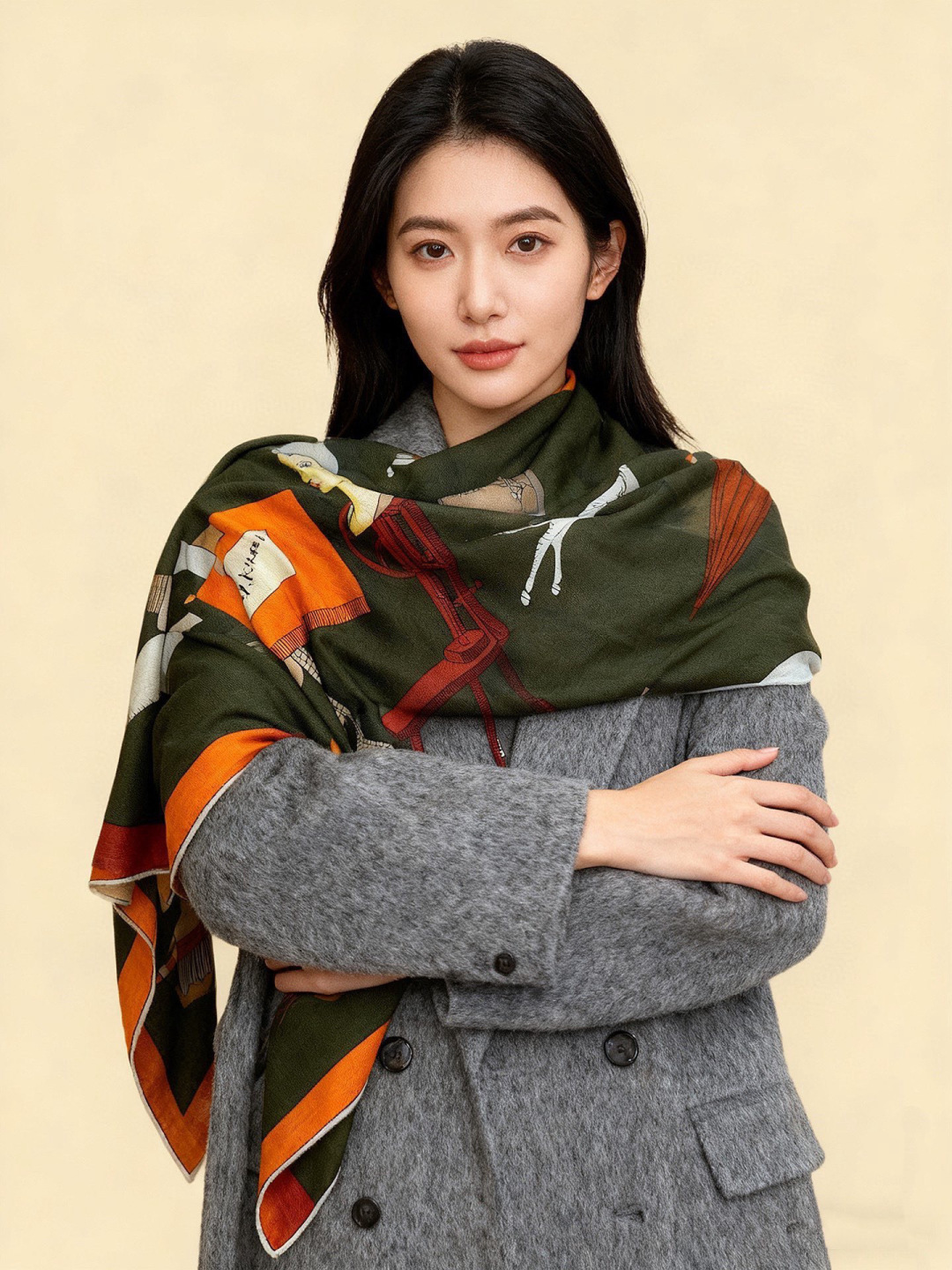 羊绒新款🆕👏👏买了都说好看‼️推荐💕爱马仕双面同色羊绒方巾【双面同色140】，顶级工艺超值‼️爱马仕专柜