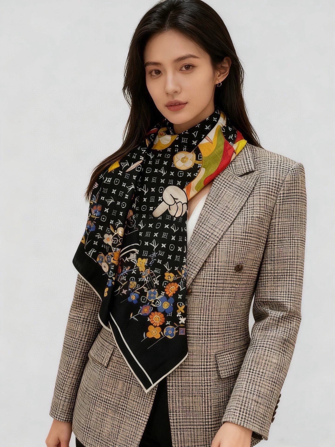 LV x TM SUPERFLAT FLOWERS 140 披肩【140顶级丝绒双面同色印花】LV x 