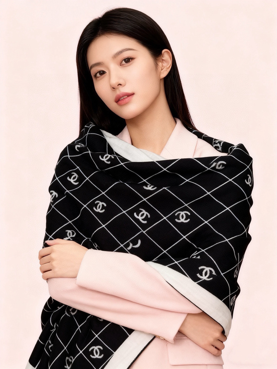 【升级双面同色 加密面料】 上新❤️ 140*140台版印花  黑白二色  高级都市新贵！山茶花的再一次