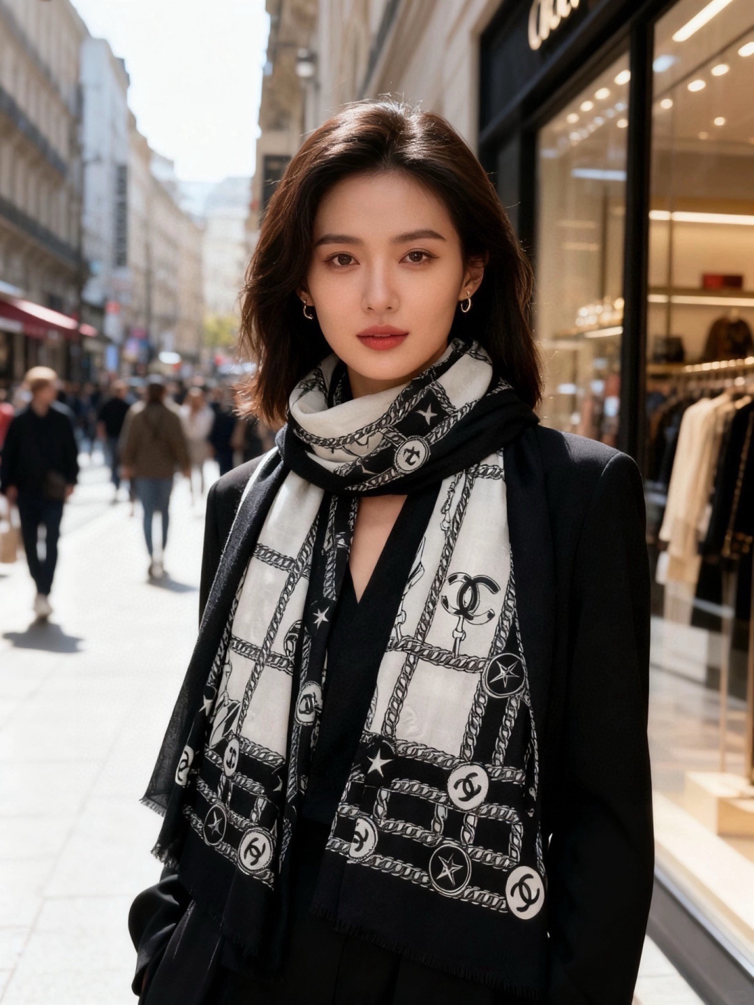 💟CHANEL香奈儿经典元素设计优雅大方，绕在颈间超级完美💋💋简直人间的尤物😍 专柜品质[玫瑰]长巾10