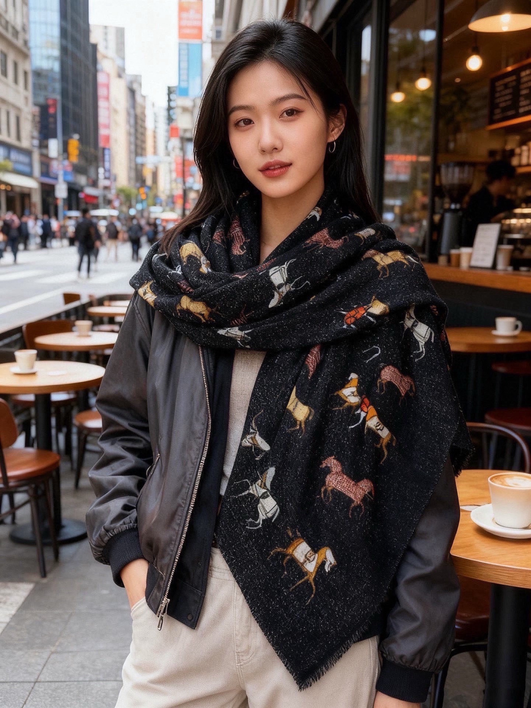 上新🌟 会发光发亮的围巾 💄💋新款客银丝+💖羊绒面料长巾 😘美翻了[流泪]H家【骏马披挂长巾】御用殿堂级