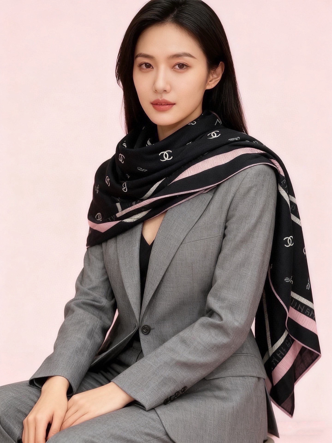 🌸·春日碎花Chanel 140丝绒双面披肩新款碎花花披肩超级有氛围感135*135cm的大尺寸配色太好