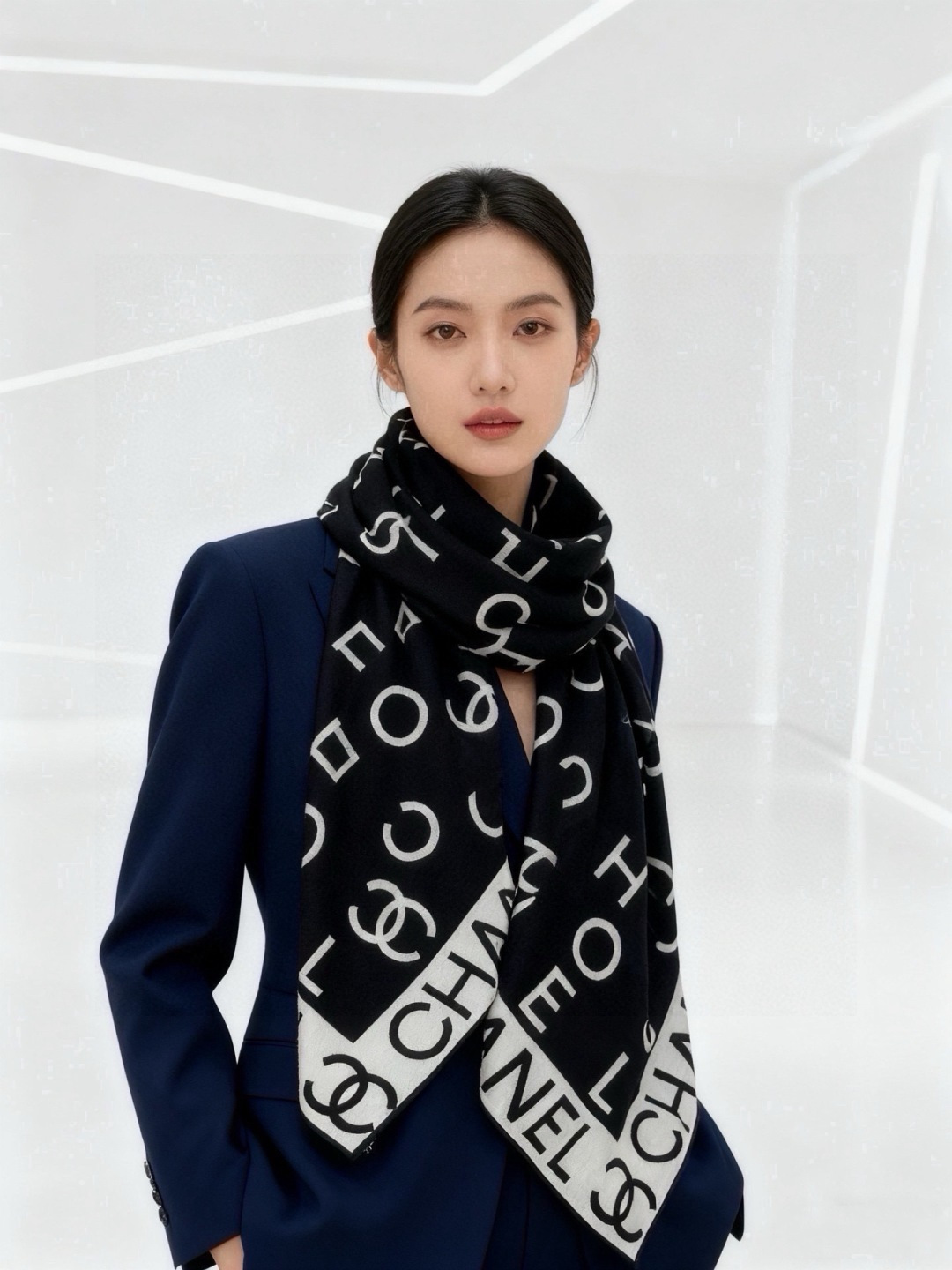 Chanel ~ 【140顶级双面丝绒披肩】 香家logo与字母的完美碰撞设计 底部还有隐隐约约的双C小Logo  完美