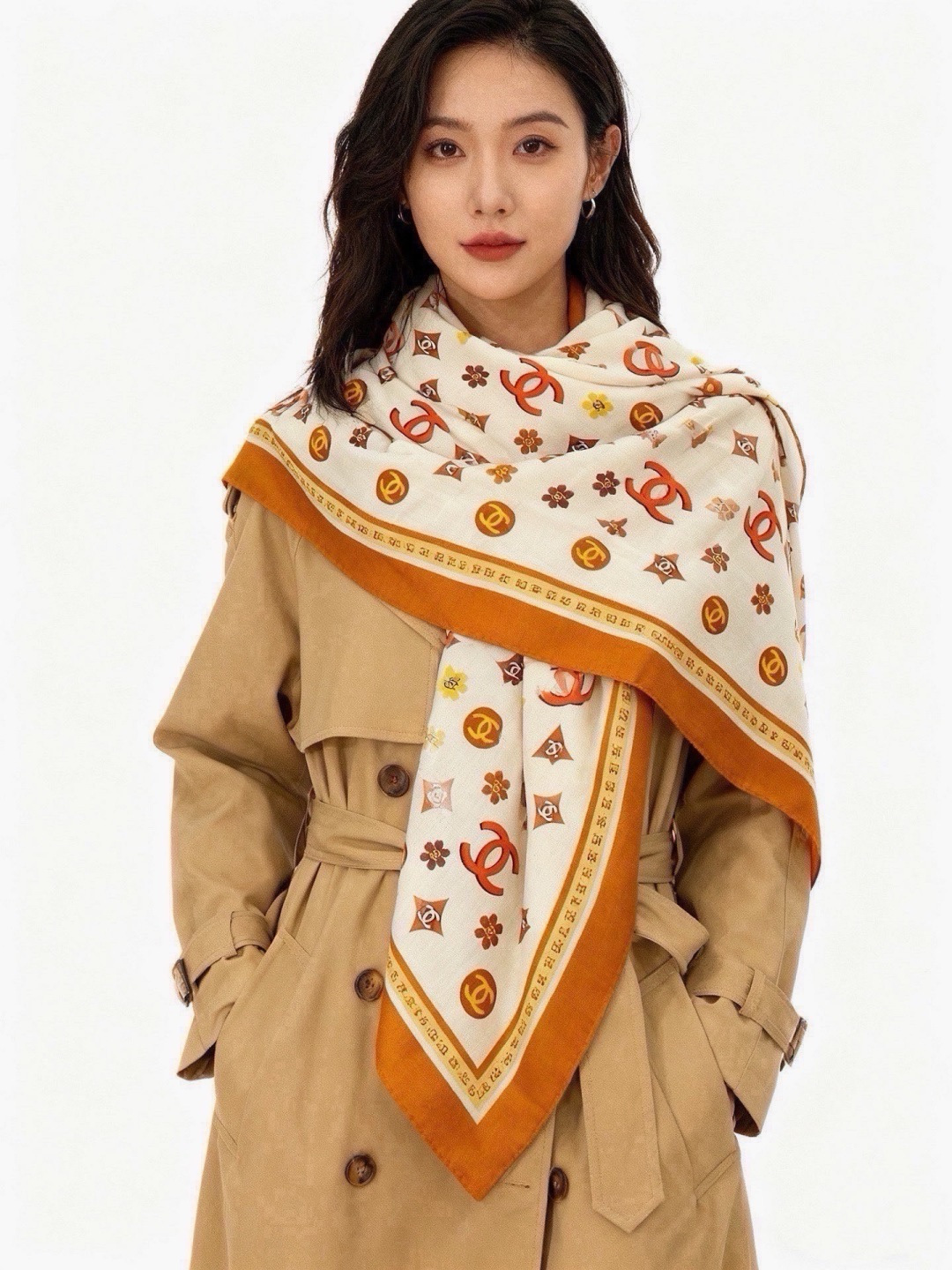 香奈儿上新❤️ 【Chanel】  经典茶花优雅Coco风，Chanel最新丝绒大方巾~气质到骨子里，香奶奶新一季的面料