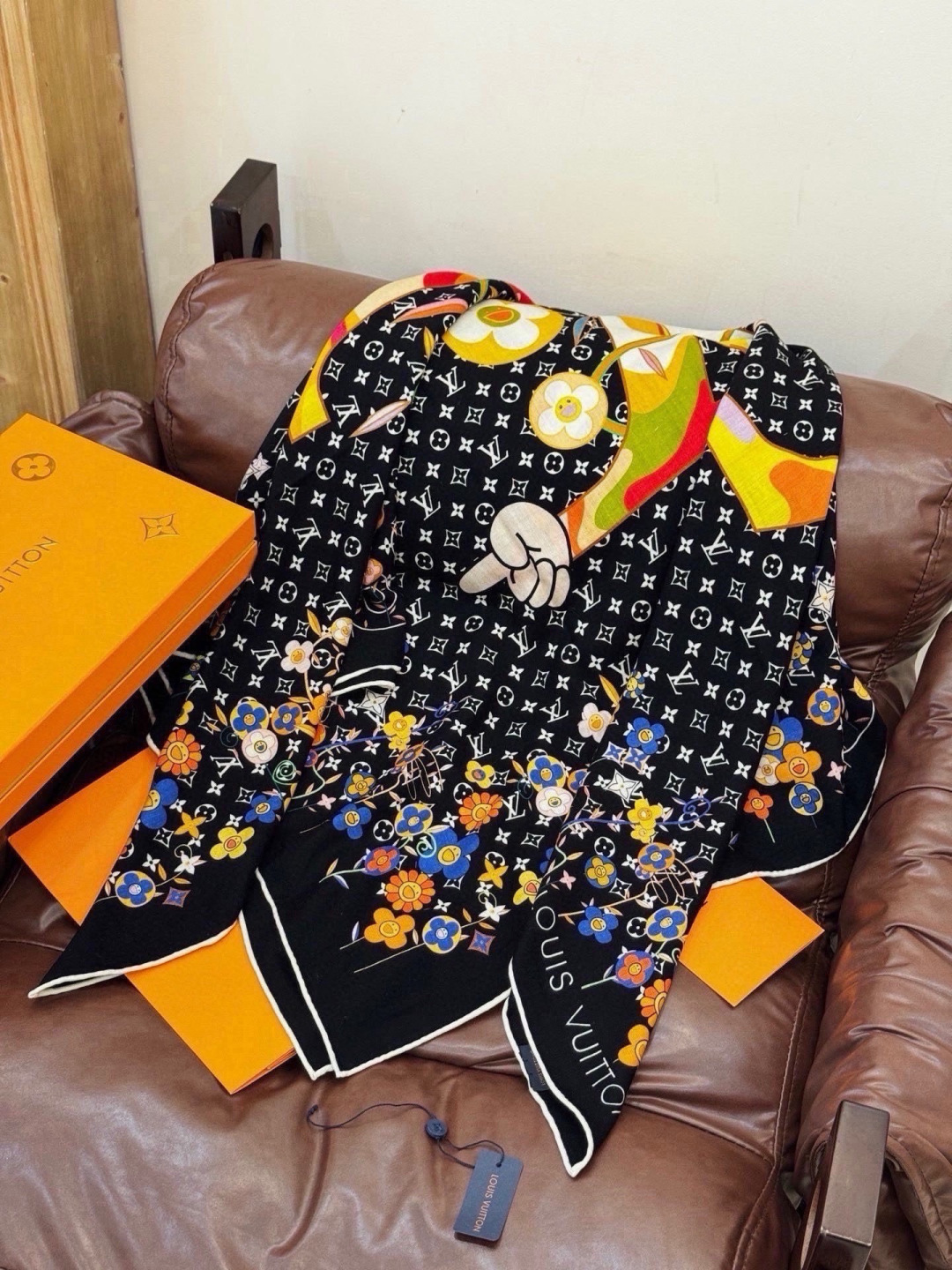 LV x TM SUPERFLAT FLOWERS 140 披肩 【140顶级丝绒双面同色印花】 LV x TM Mon