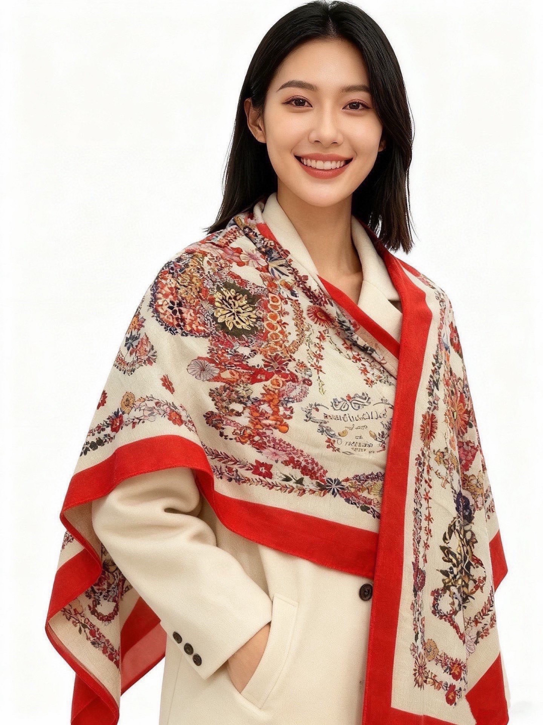 “华丽的缰辔花卉版”140丝绒方巾 【140顶级丝绒双面同色披肩】 手工卷边丝绒方巾(30%真丝70%羊绒) 这款丝绒的 “华丽的缰辔花卉版”140丝绒方巾 【140顶级丝绒双面同色披肩】 手工卷边丝绒方巾(30%真丝70%羊绒) 这款丝绒的