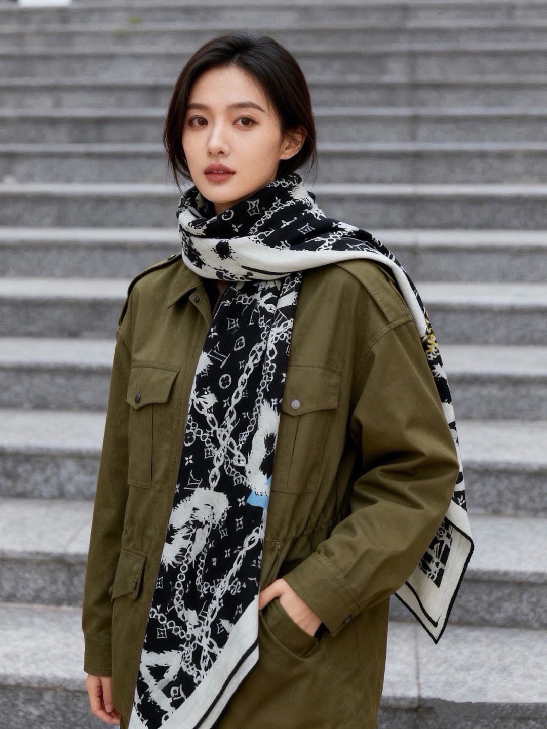 LV x TM 140披肩 【140顶级丝绒双面同色披肩】 本款L Multicolor披肩出自路易威登与知名日本艺术家 LV x TM 140披肩 【140顶级丝绒双面同色披肩】 本款L Multicolor披肩出自路易威登与知名日本艺术家