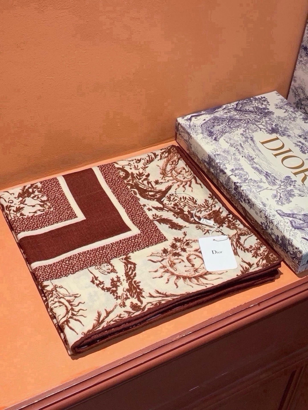 🆕  Dior 140丝绒双面同色印花披肩 这款 Dior 丝绒披肩以彼得罗•鲁福（🆕 Pietro Ruffo）设计的