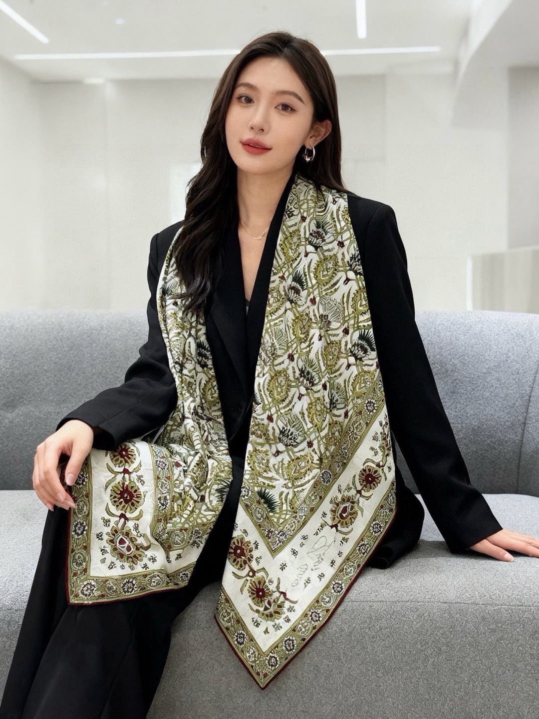 🆕  💟ETRo 秋冬抢先 上新💞【双面同色丝绒方巾】手工卷边山羊绒和真丝混纺披肩（70%山羊绒，30%桑蚕丝） 这款披