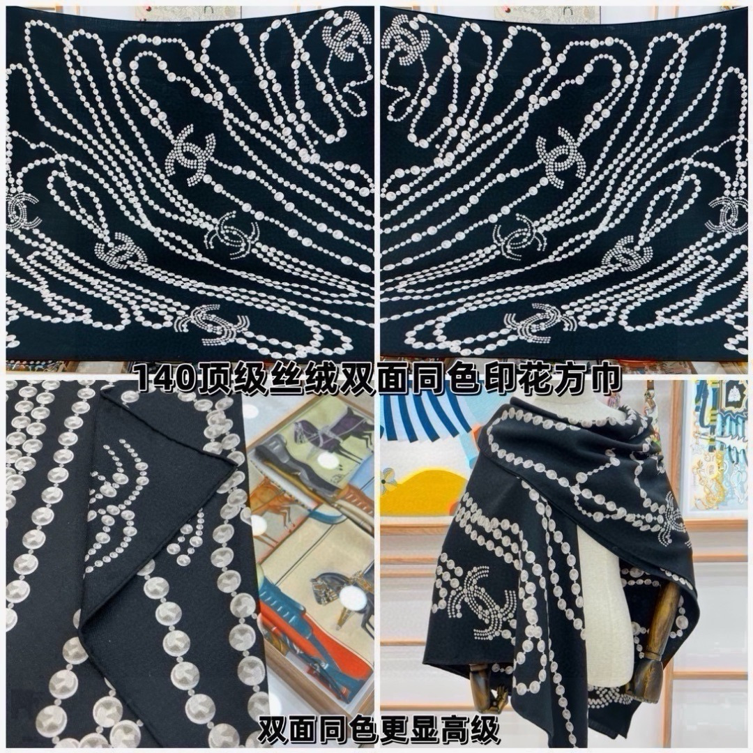 🆕 【▪️CHANEL新款 双面同色丝绒方巾】 温柔而娴静,珍珠优雅气质!柔软顺滑的感觉真的舒服到心都化了!Chanel 🆕 【▪️CHANEL新款 双面同色丝绒方巾】 温柔而娴静,珍珠优雅气质!柔软顺滑的感觉真的舒服到心都化了!Chanel