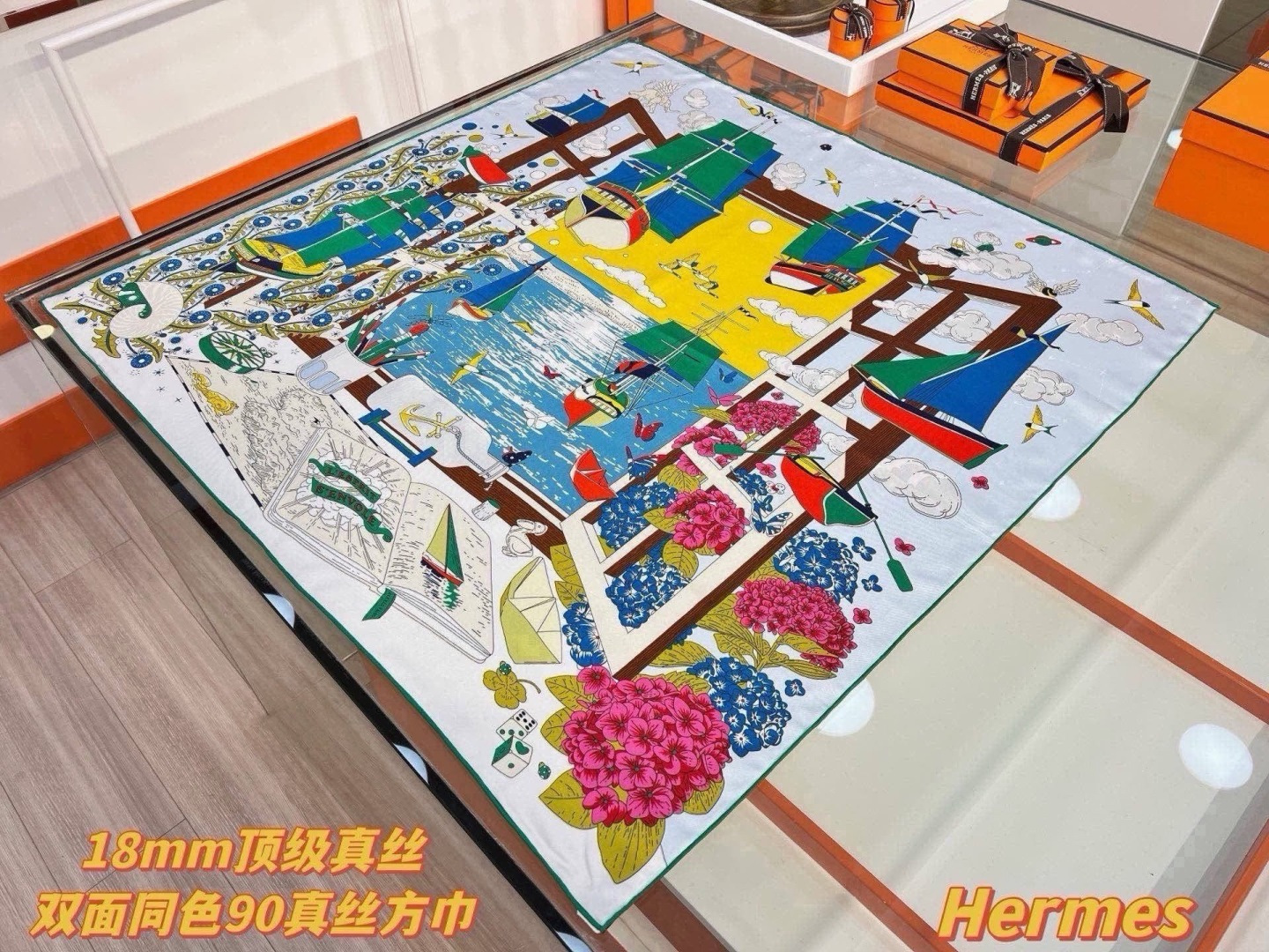 🆕  “诗意遨游”90方巾 手工卷边斜纹真丝方巾（100%桑蚕丝）。 这款爱马仕的经典单品展现强大而迷人的女性魅力精髓。
