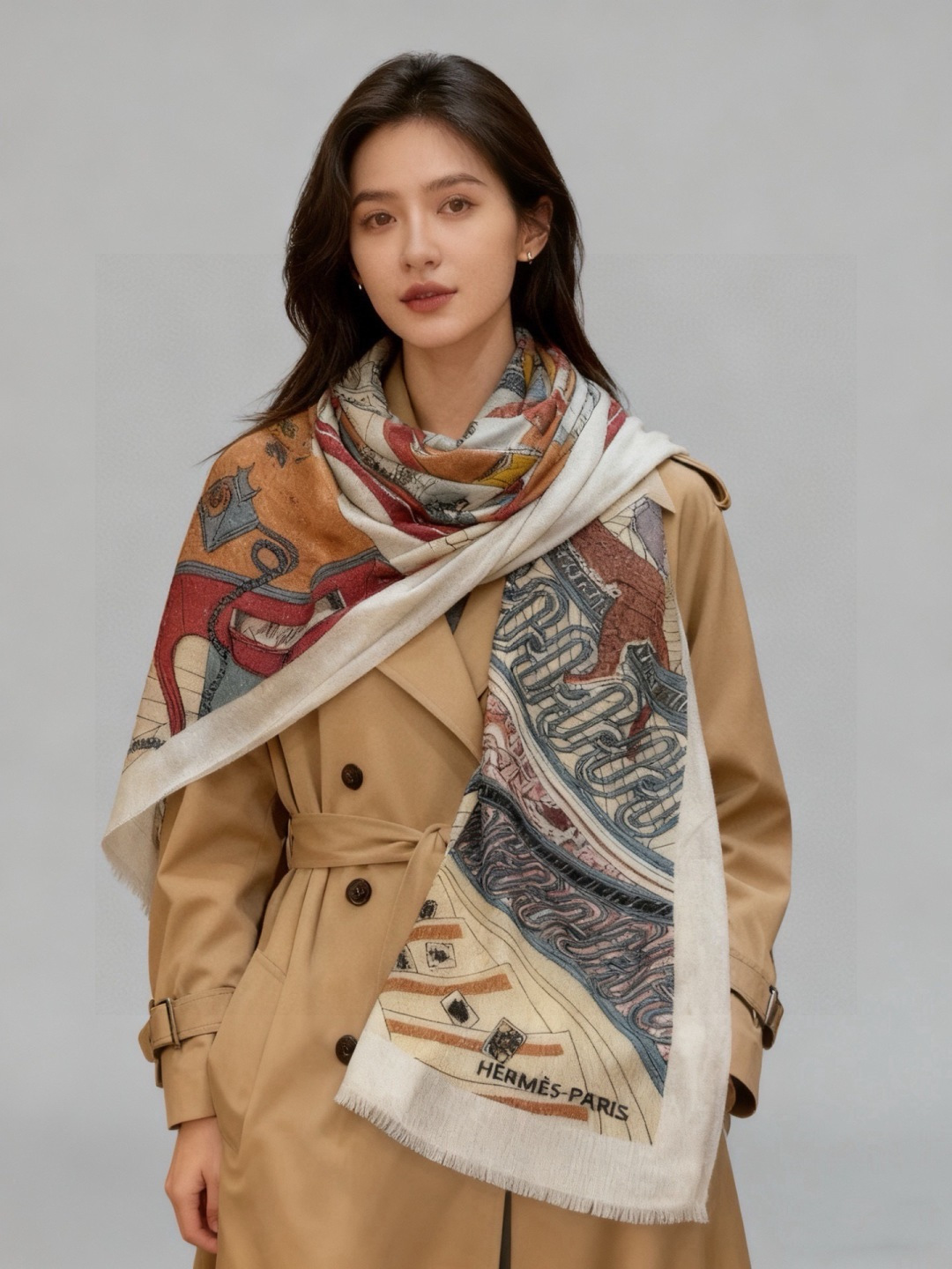 会发光发亮的围巾 爱马仕 专柜同步 买了都说好看羊绒印花‼️推荐💕顶级工艺超值‼️爱马仕专柜爆款🎁🎁羊绒方巾💟立体呈现图