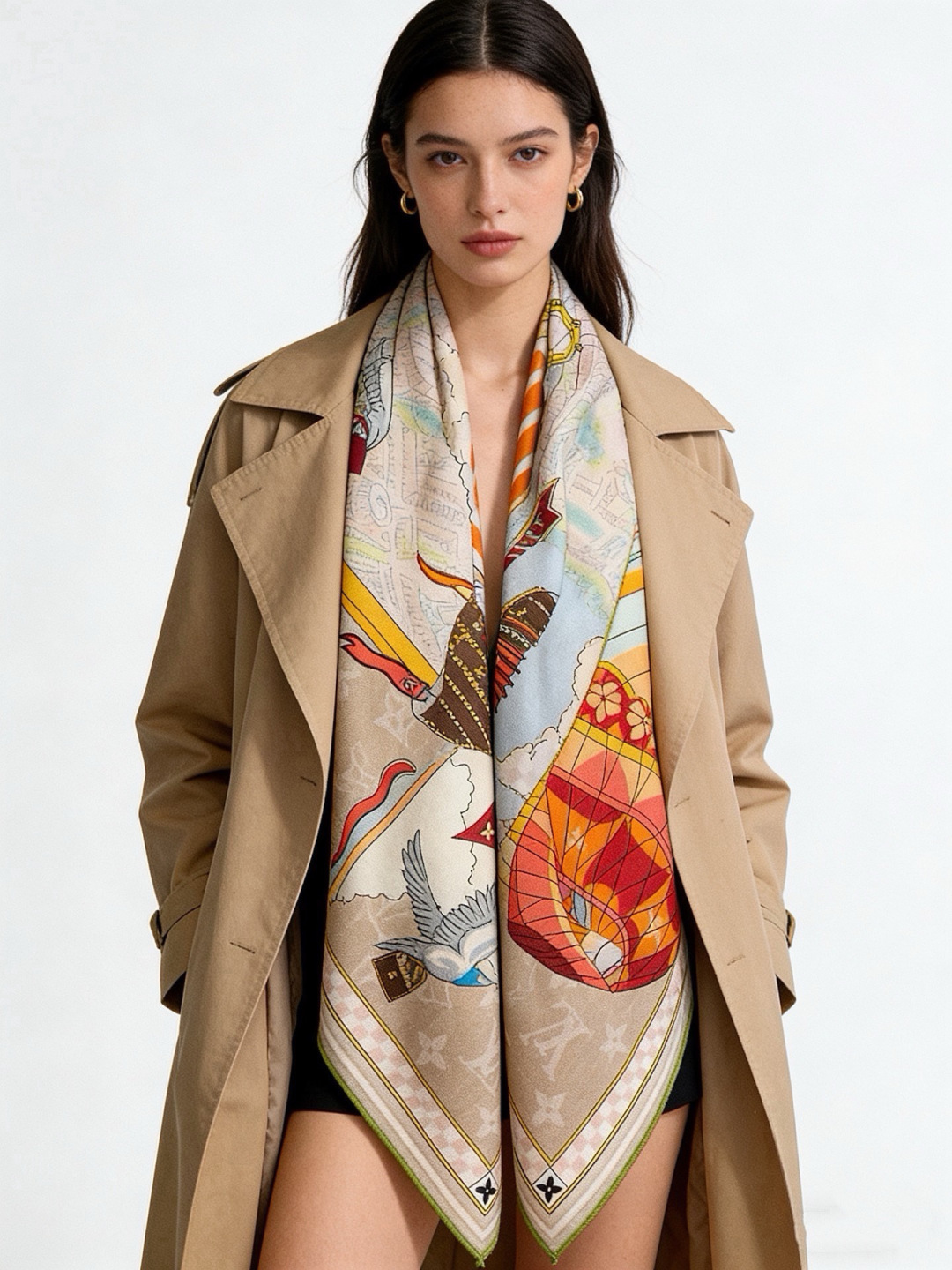 LV x TM 140披肩 【140顶级丝绒双面同色披肩】 本款L Multicolor披肩出自路易威登与知名日本艺术家