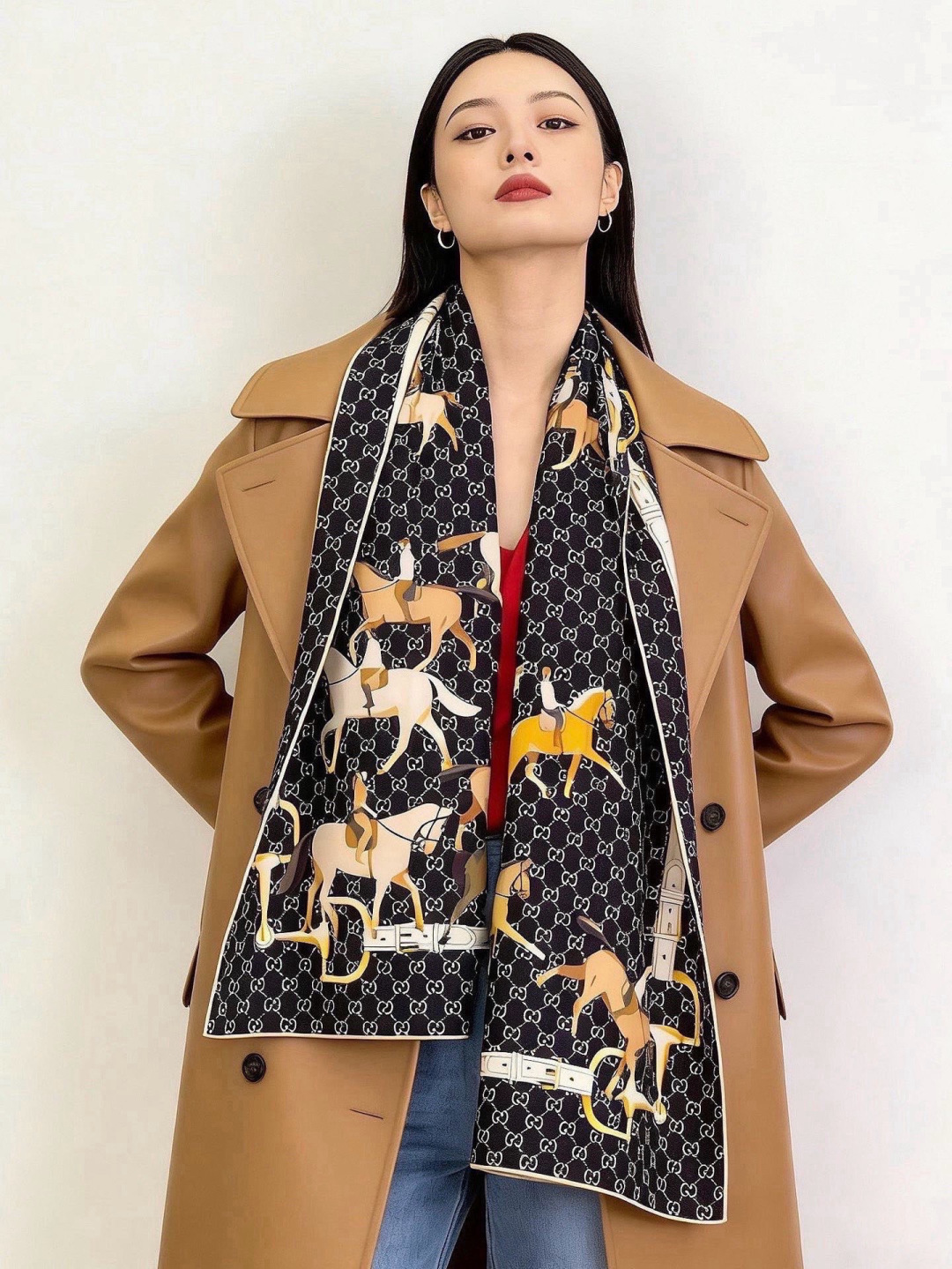 💟Gucci~140双面丝绒披肩 马鞍细节和骑马图案以精致色调匠心呈献,意在向品牌与马术世界的深厚渊源致敬。这款方巾以真 💟Gucci~140双面丝绒披肩 马鞍细节和骑马图案以精致色调匠心呈献,意在向品牌与马术世界的深厚渊源致敬。这款方巾以真