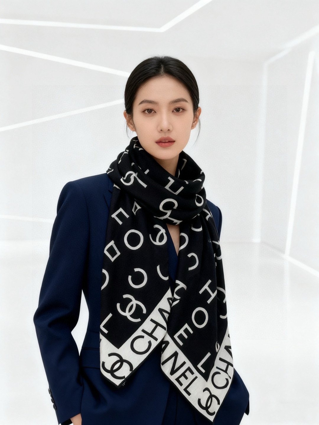 Chanel ~ 【140顶级双面丝绒披肩】 香家logo与字母的完美碰撞设计 底部还有隐隐约约的双C小Logo  完美