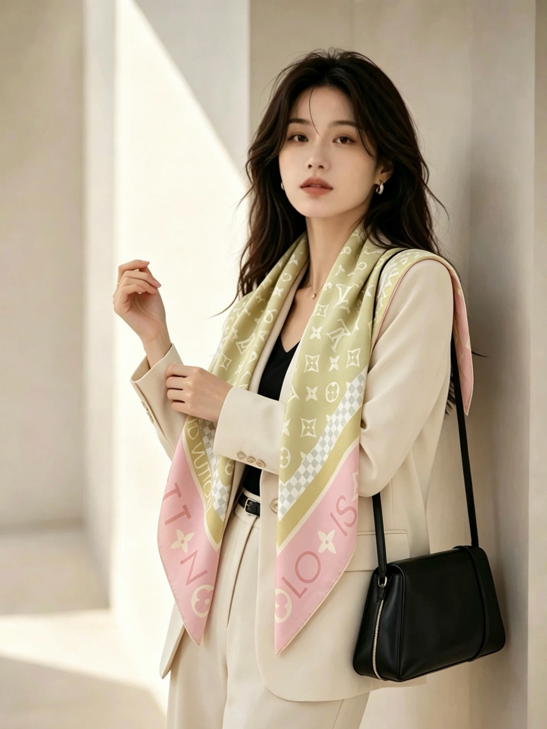 MONOGRAM SILHOUETTE 90双面丝巾 Monogram Silhouette 方巾为华美桑蚕丝融入 Mo