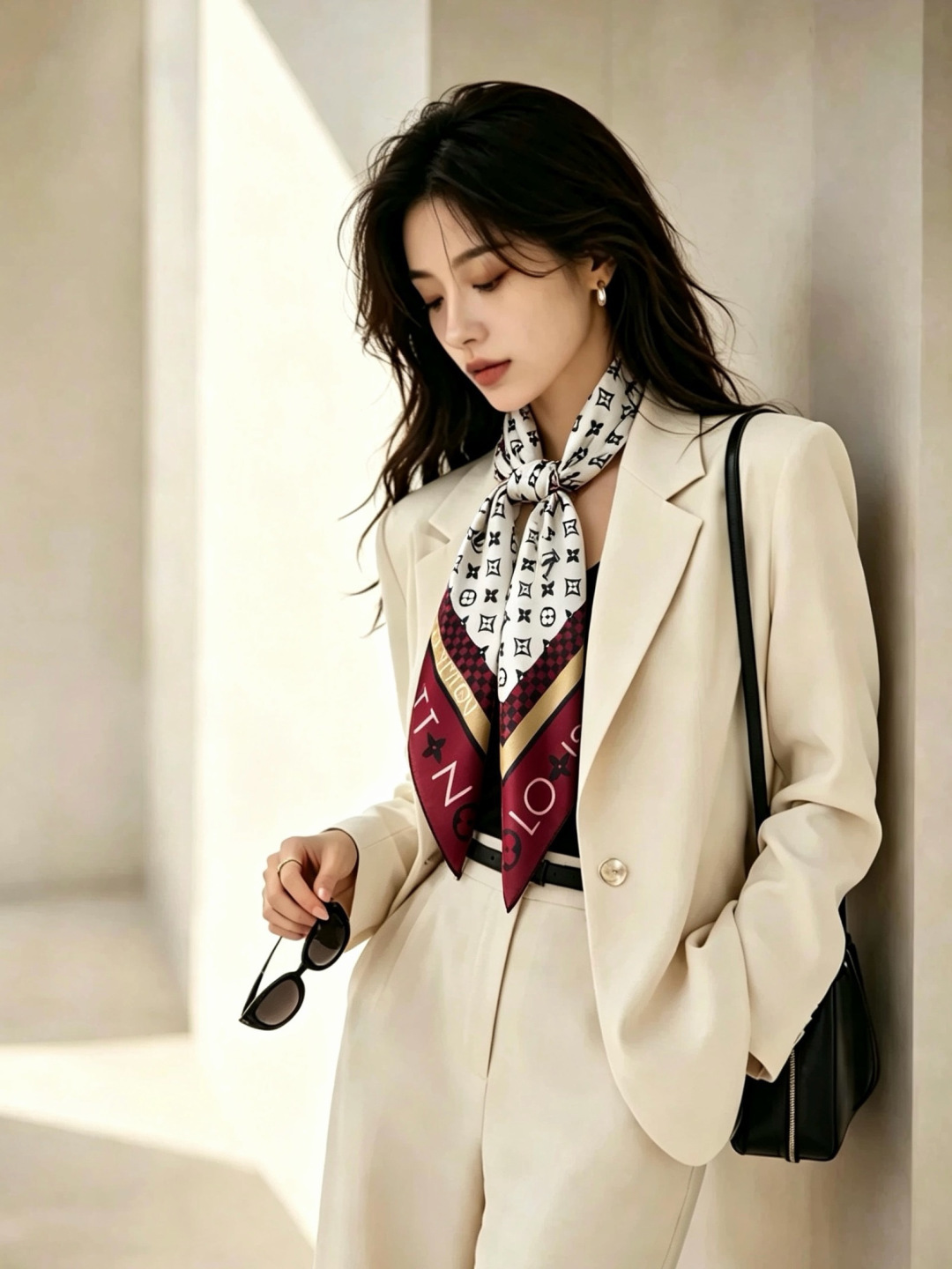 MONOGRAM SILHOUETTE 90双面丝巾 Monogram Silhouette 方巾为华美桑蚕丝融入 Mo