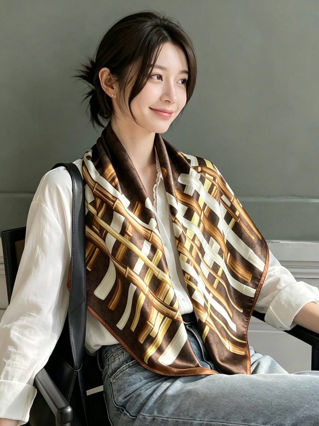 印花桑蚕丝斜纹方巾_Gucci 2026早春系列女士桑蚕丝配饰以新颖印花焕新演绎品牌典藏图案。这款方巾以斜纹桑蚕丝打造，