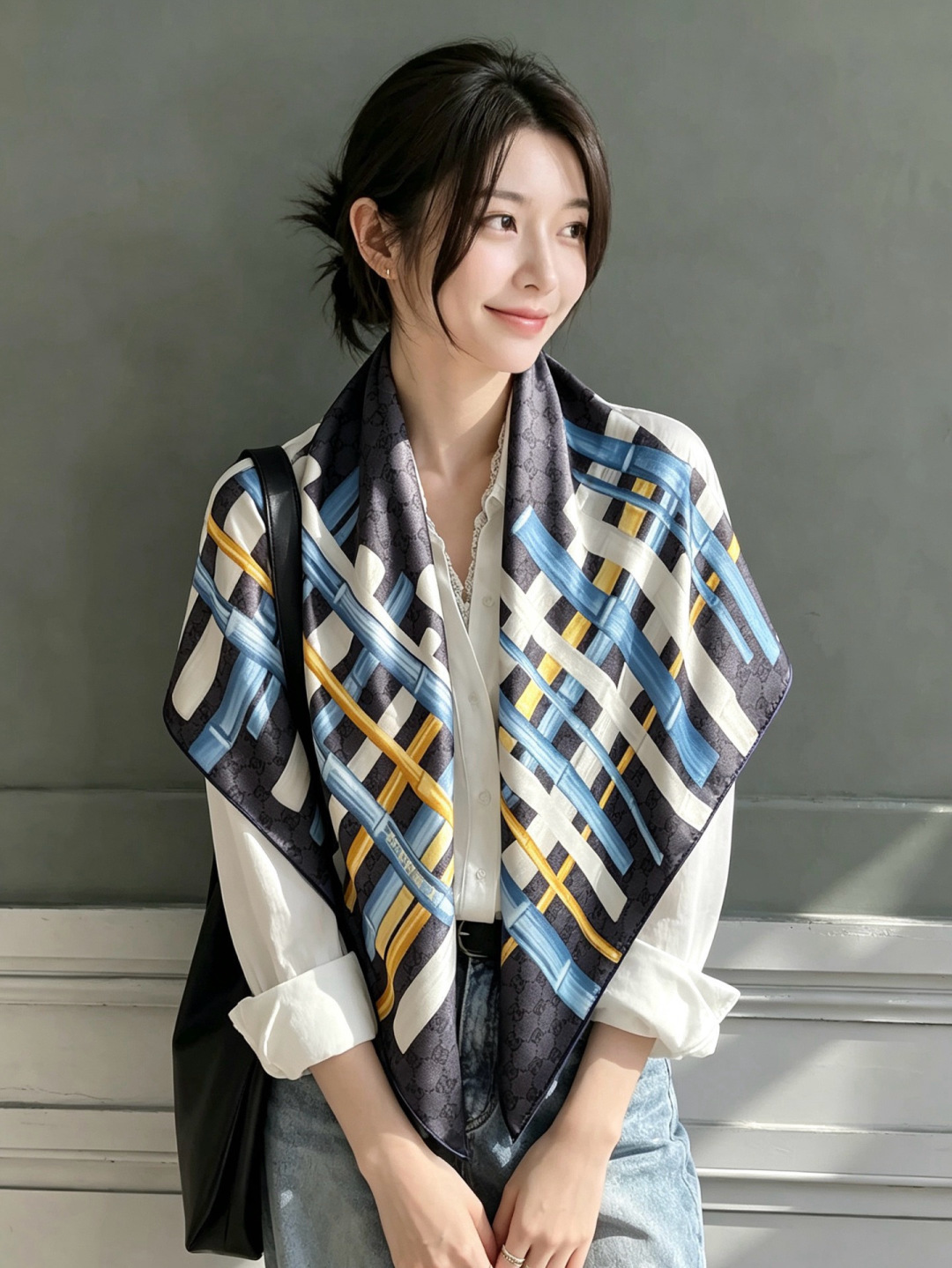 印花桑蚕丝斜纹方巾_Gucci 2026早春系列女士桑蚕丝配饰以新颖印花焕新演绎品牌典藏图案。这款方巾以斜纹桑蚕丝打造，