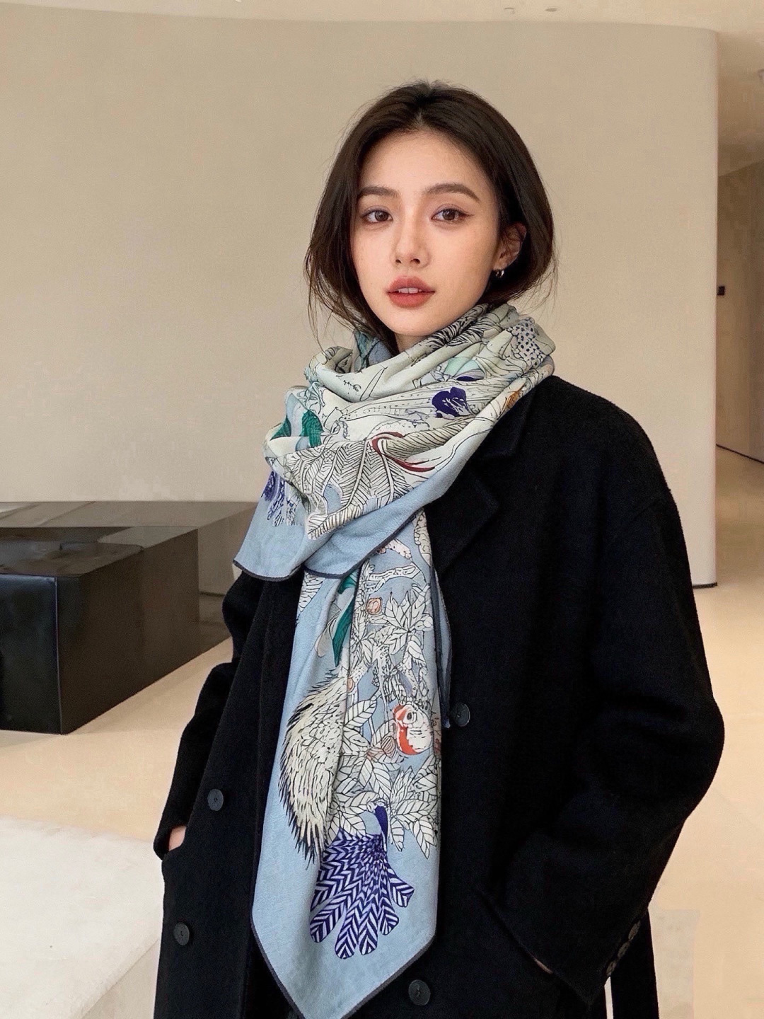 羊绒新款🆕👏买了都说好看‼️推荐💕爱马仕双面同色羊绒方巾，【奇珍乐园双面同色140】顶级工艺超值‼️爱马仕专柜爆款🎁💟立