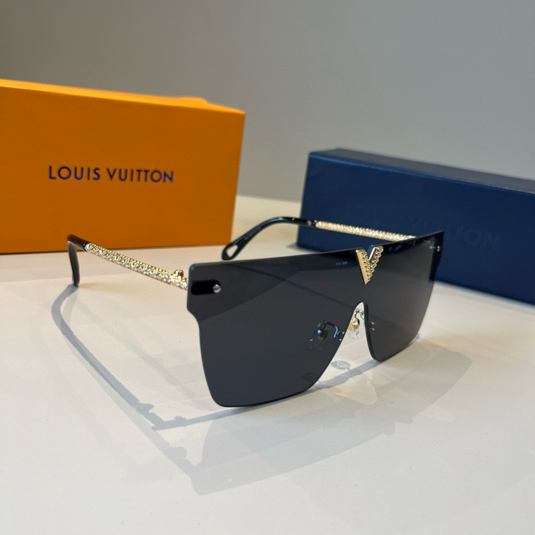 Louis Vuitton Pilot Sunglasses Fashion Trend Classic Metal Single Beam Unisex