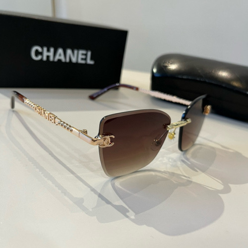 Chanel Women's Rimless Sunglasses, Brown Gradient Lenses, Gold Frame 1 Chanel Women's Rimless Sunglasses, Brown Gradient Lenses, Gold Frame