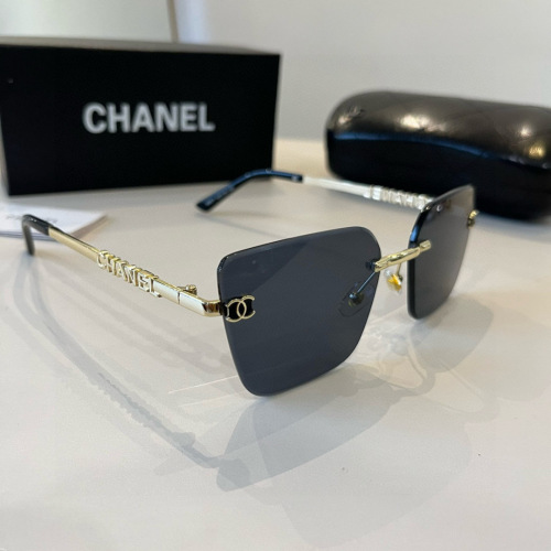 Chanel Women's Rimless Sunglasses with Gold Hardware and Polarized Lenses 1 Chanel Women's Rimless Sunglasses with Gold Hardware and Polarized Lenses
