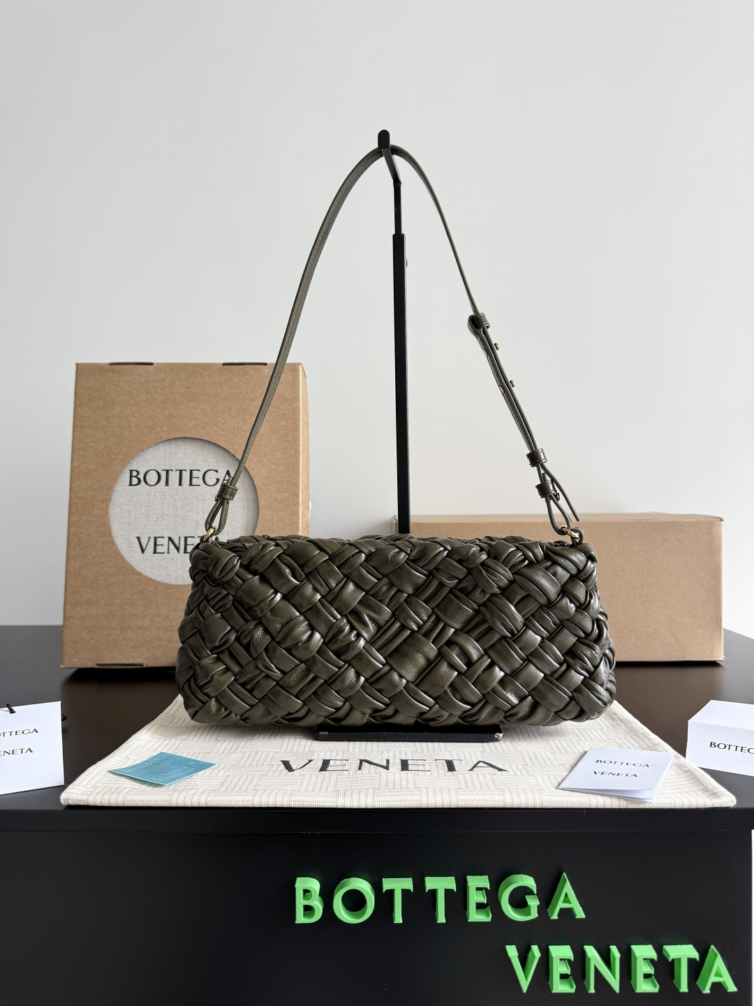 Bottega Veneta Olive Green Padded Cassette Shoulder Bag