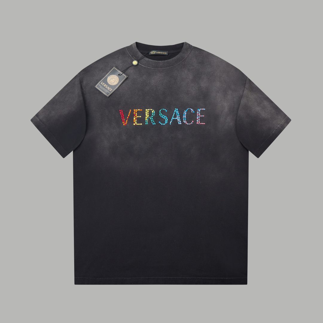 ✨VERS✨🆕25SS nueva primavera-verano Camiseta de manga corta con cristales envejecidos, lujo ligero, imprescindible para…