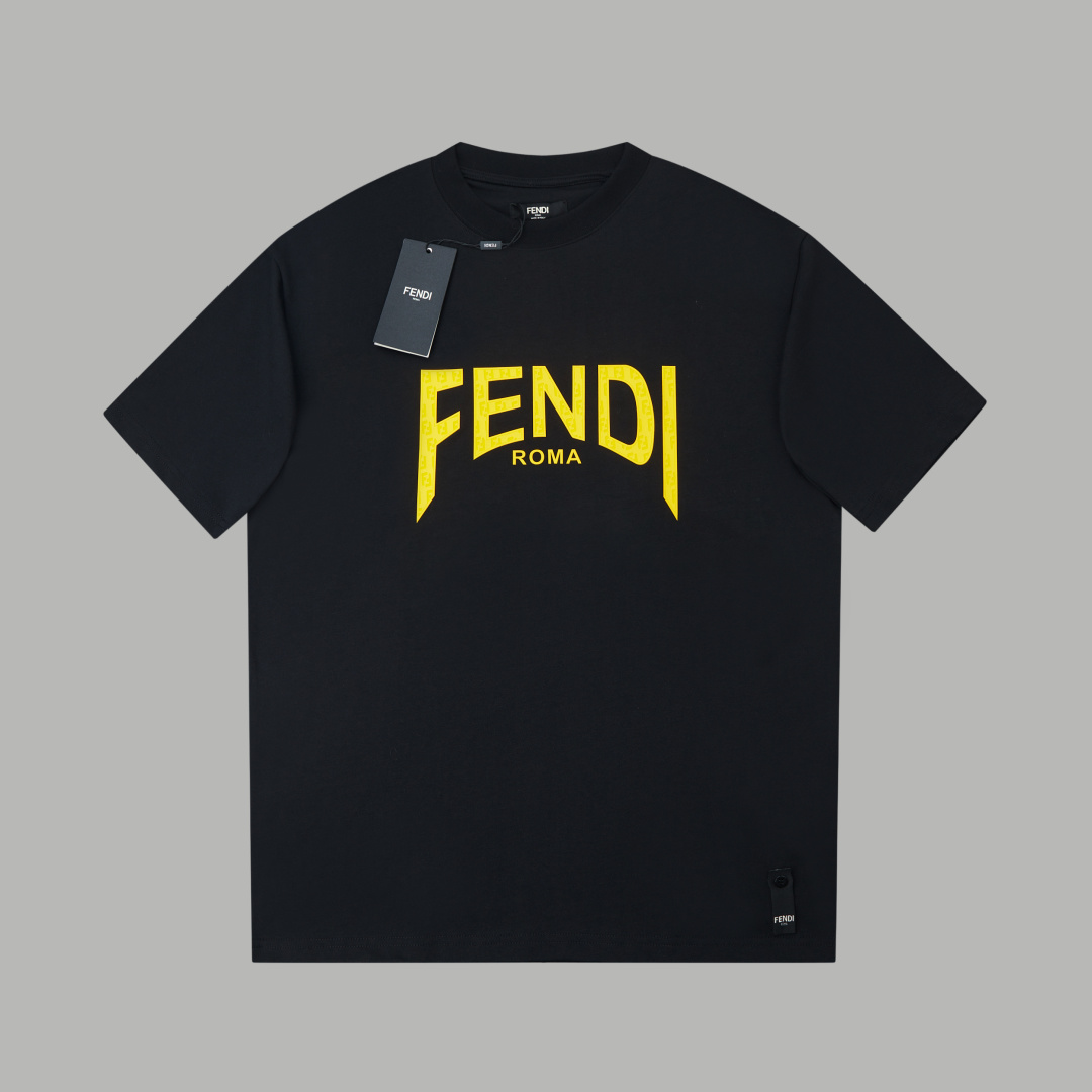 ✨FD✨🆕Camiseta clásica de manga corta con patrón de logo, sincronizada con la web oficial, tejido de algodón de tienda!…